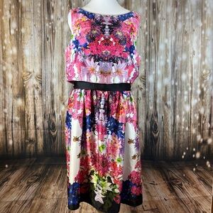 Liz Claiborne Dress Women’s Size 14 Sleeveless Fit & Flare Floral Knee Length